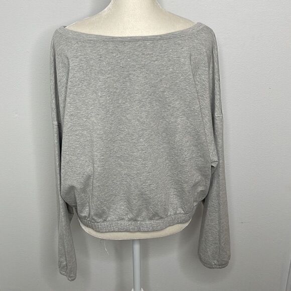 Offline cropped soft cotton blend sweatshirt. Size large. Elastic waist band. - Picture 3 of 6